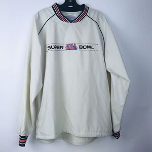 Reebok Men's Superbowl XLI Off-White Windbreaker‎ Pullover V-Neck Medium